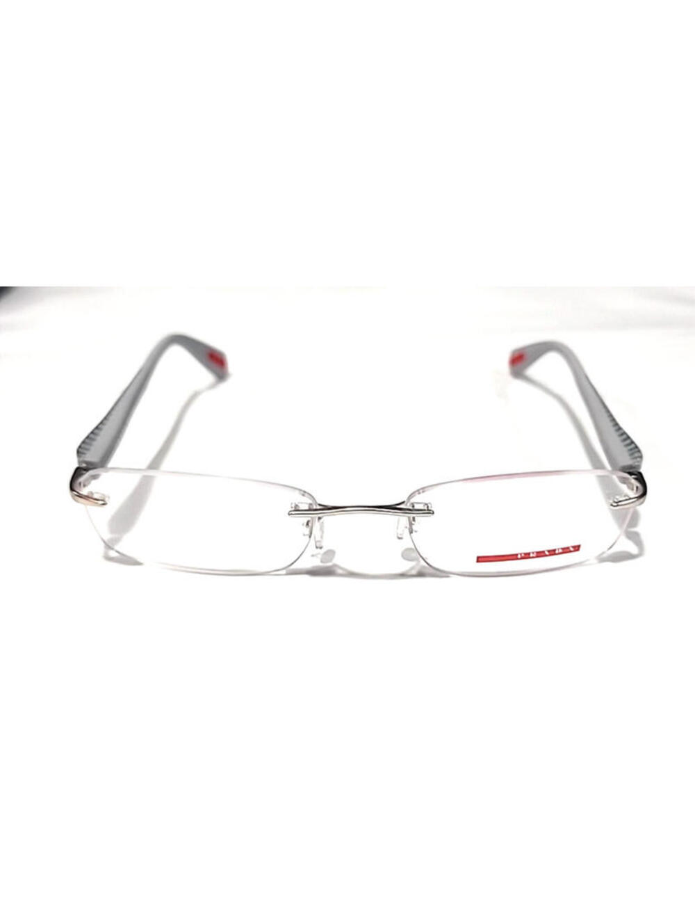 PRADA VPS53D 1AP-101 Linea Rossa Gunmetal Rectangular Eyeglasses 53-18 135 Box - Picture 4 of 8